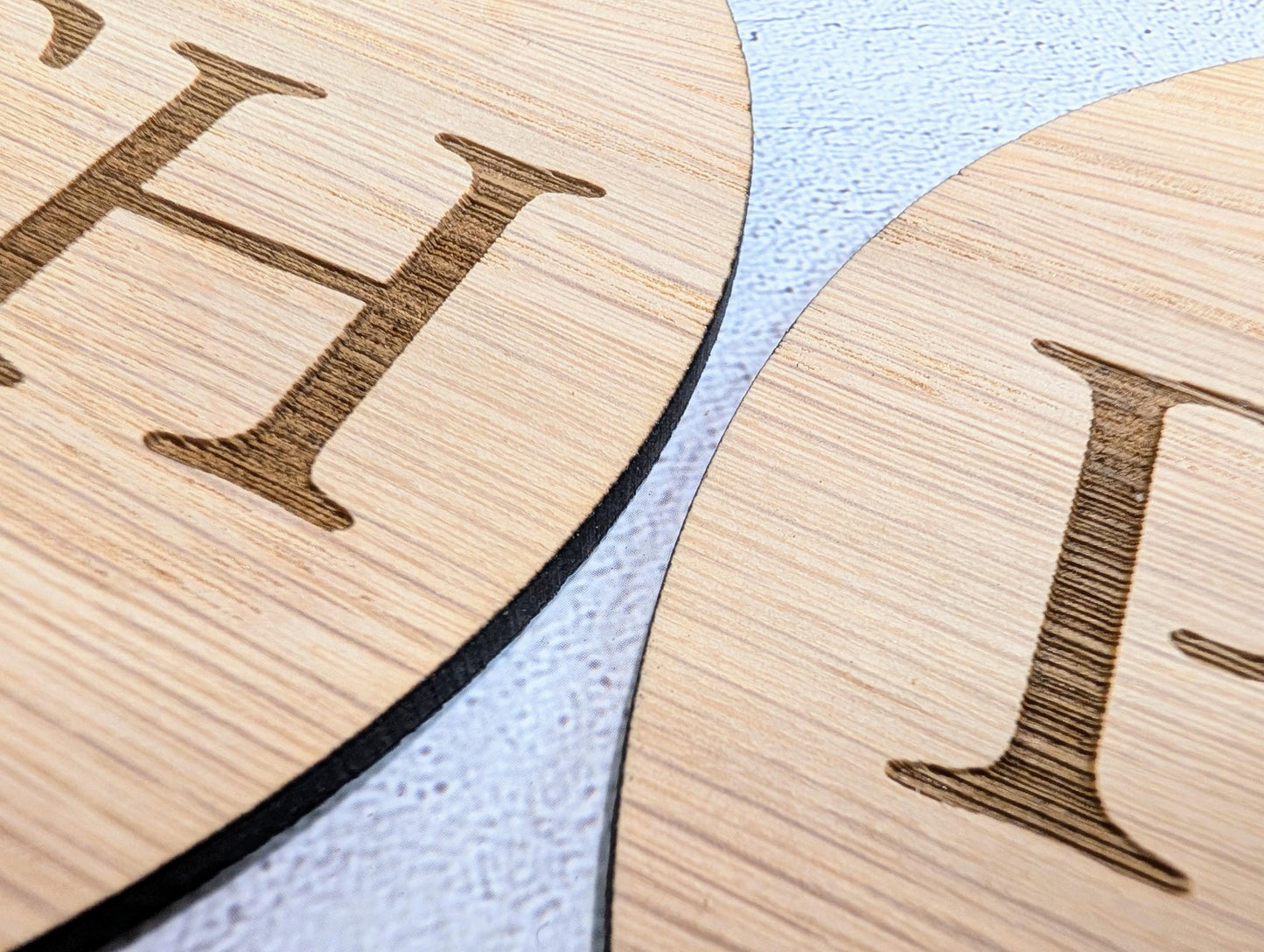 PUSH & PULL Door Sign Set – Circular Oak Veneered Wooden Signs for Entryways, Eco Friendly, Handmade in Wales, 2 Sizes Available