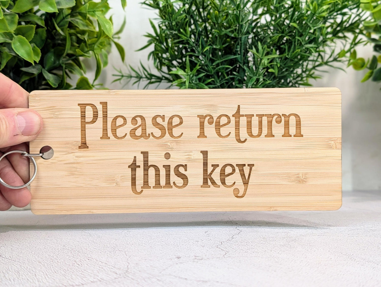 Please Return This Key Bamboo Keyring | XL 200x80mm | FSC