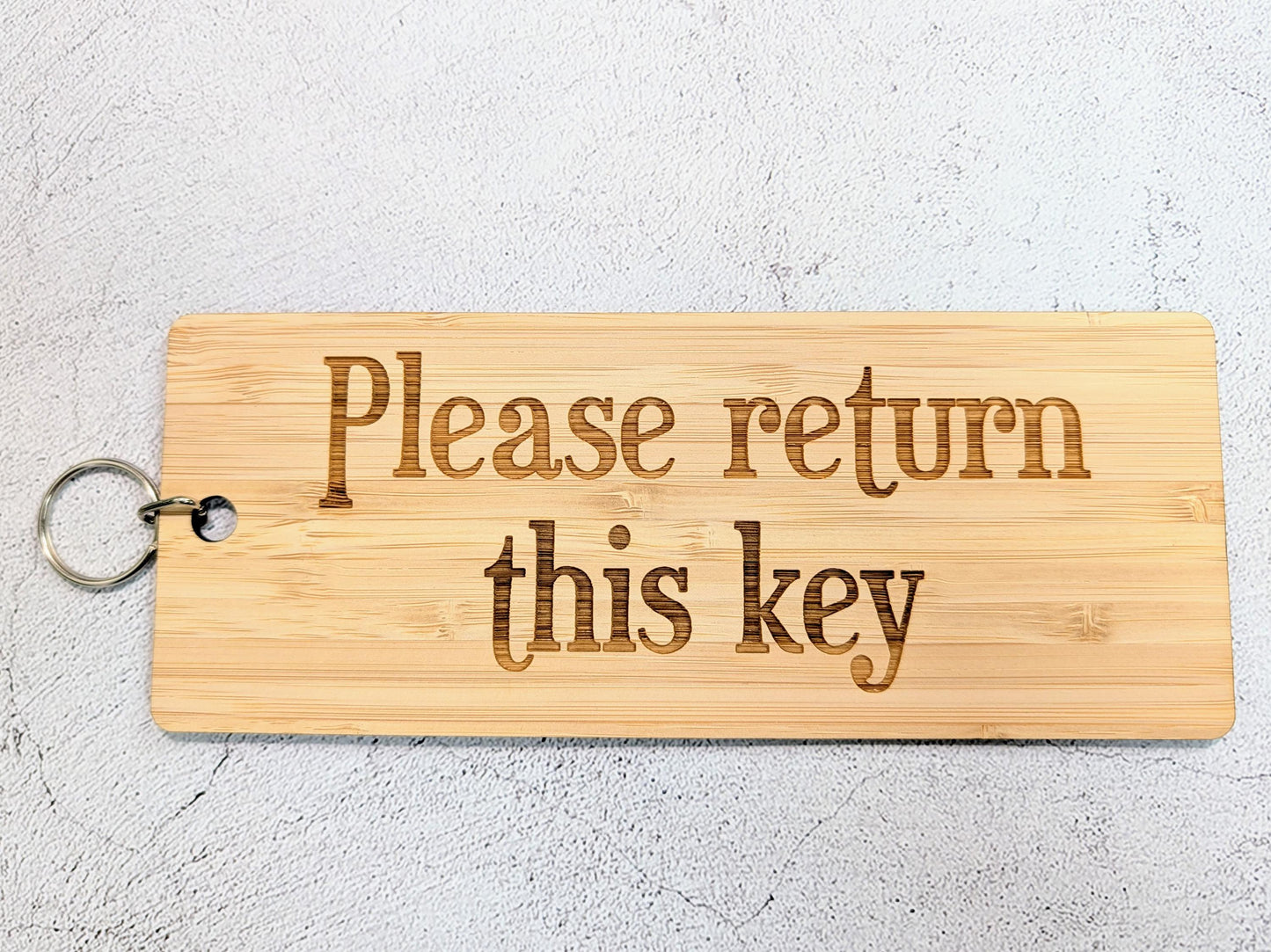 Please Return This Key Bamboo Keyring | XL 200x80mm | FSC