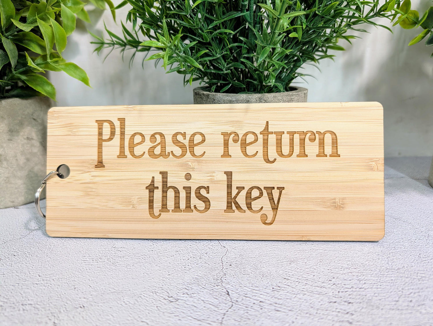 Please Return This Key Bamboo Keyring | XL 200x80mm | FSC