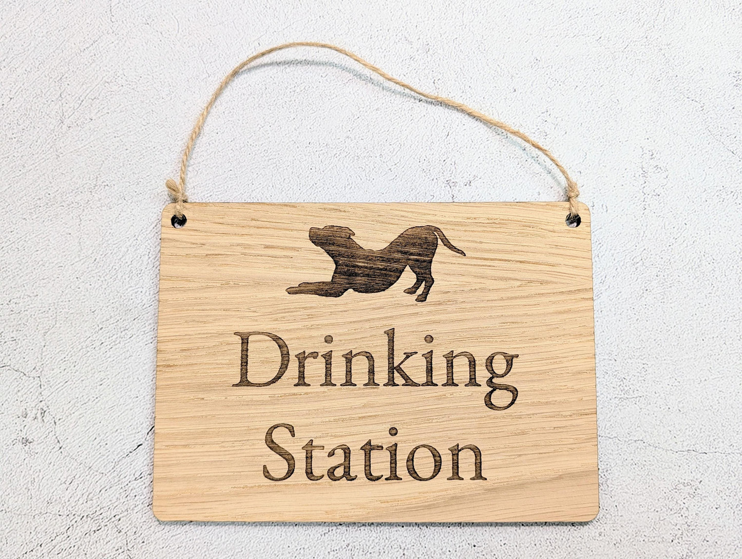 Dog Drinking Station Sign | Hanging Oak Veneer | Cafés & Pubs