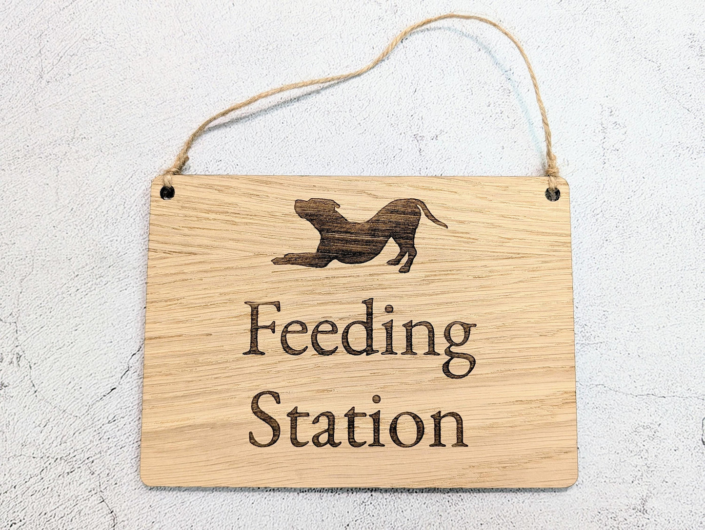 Dog Feeding Station Sign | Hanging Oak Veneer | Cafés & Pubs