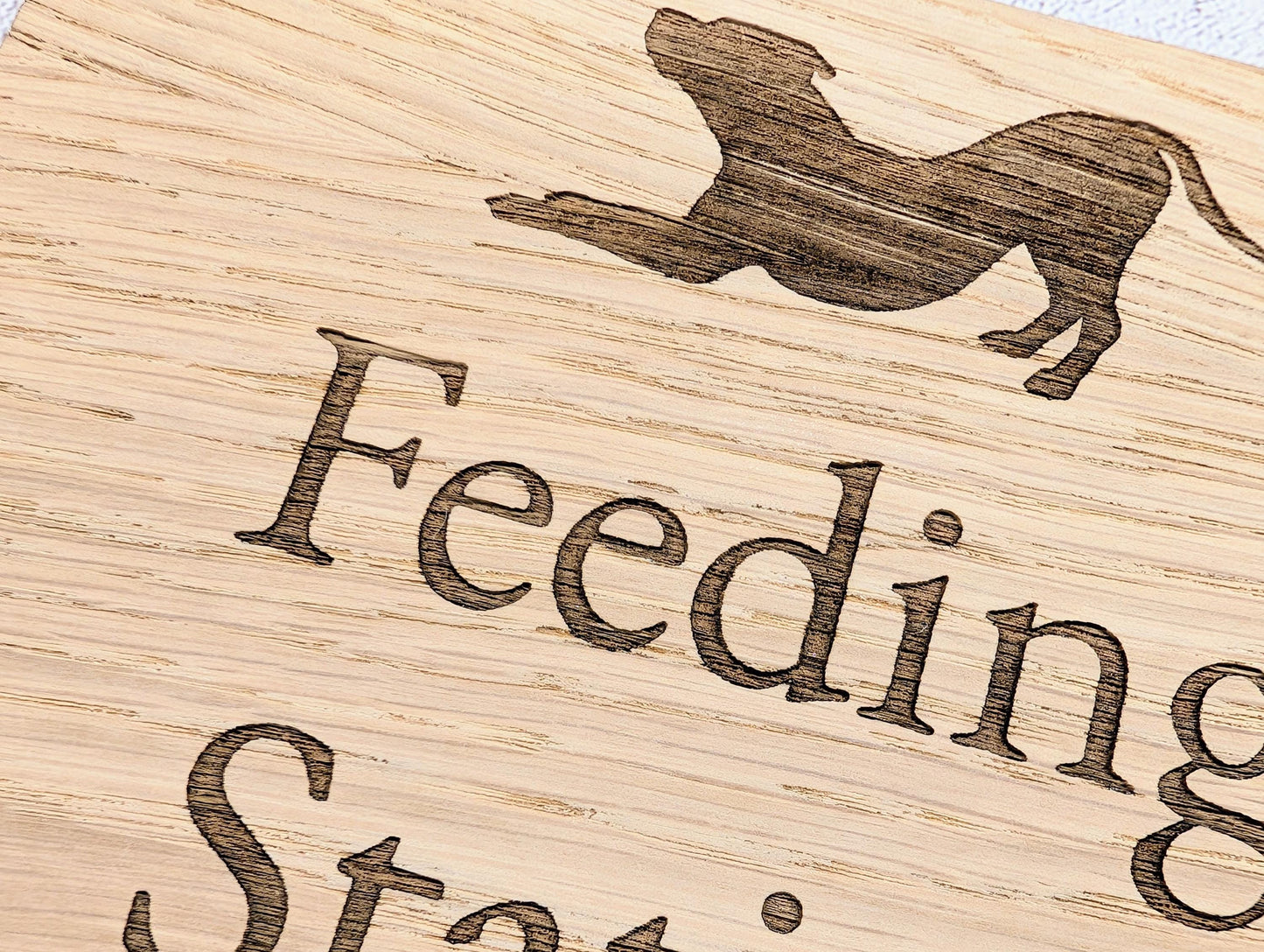 Dog Feeding Station Sign | Hanging Oak Veneer | Cafés & Pubs