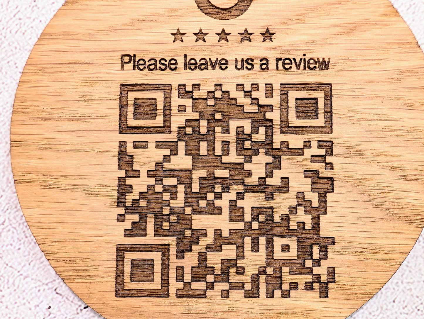 Personalised Google Review Coaster | Oak | Danish Oiled | QR Code