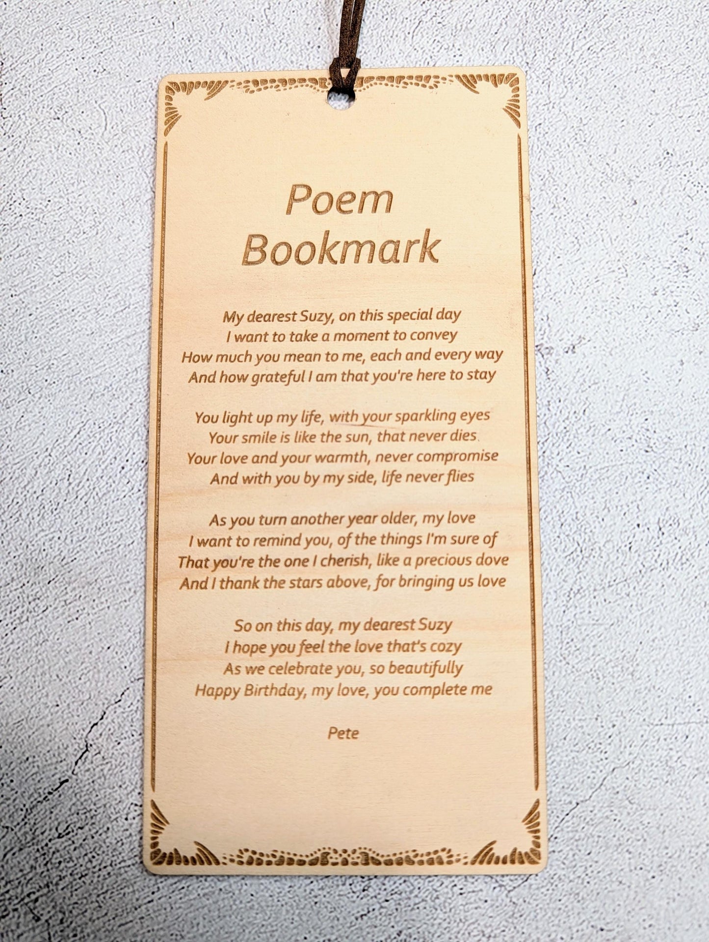 Personalised Poem Bookmark – Engraved Wooden Bookmark, Custom Message or Poem, FSC Birch Plywood, Handmade Gift for Book Lovers