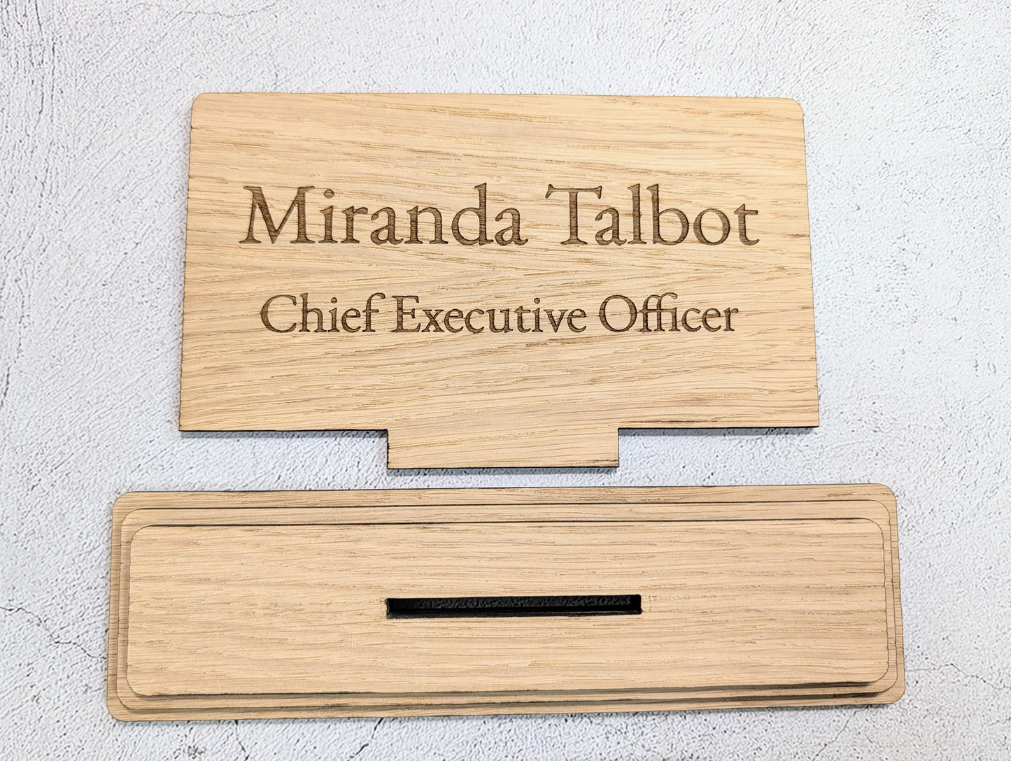 Personalised Wooden Desk Name Plate | Oak | Custom Name & Title