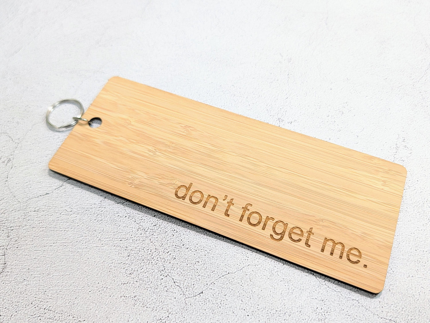 Don’t Forget Me Keyring – Extra Large 200×80mm Bamboo Wooden Key Tag, Engraved Eco Key Fob for Hotels, Offices & Homes, Handmade in Wales