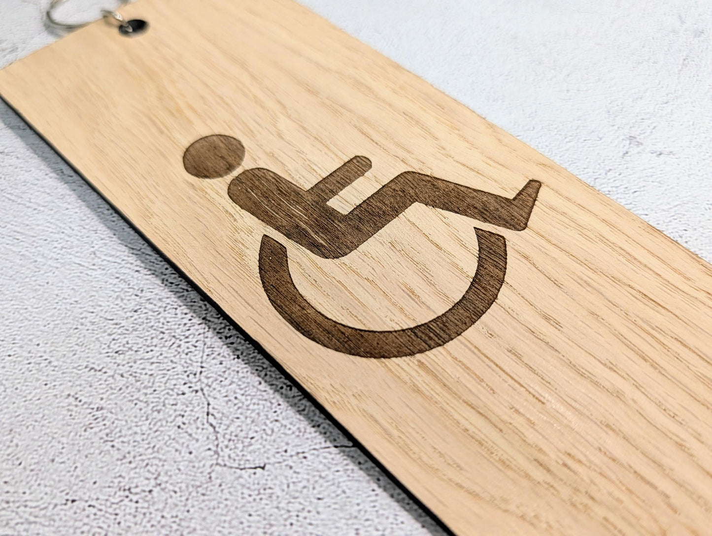 Accessible Bathroom Keyring | Oak | XL 200x80mm | Wheelchair