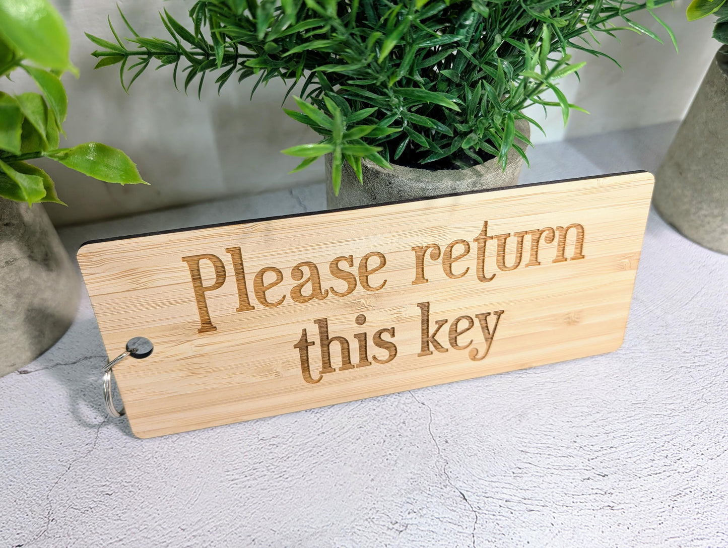 Please Return This Key Bamboo Keyring | XL 200x80mm | FSC