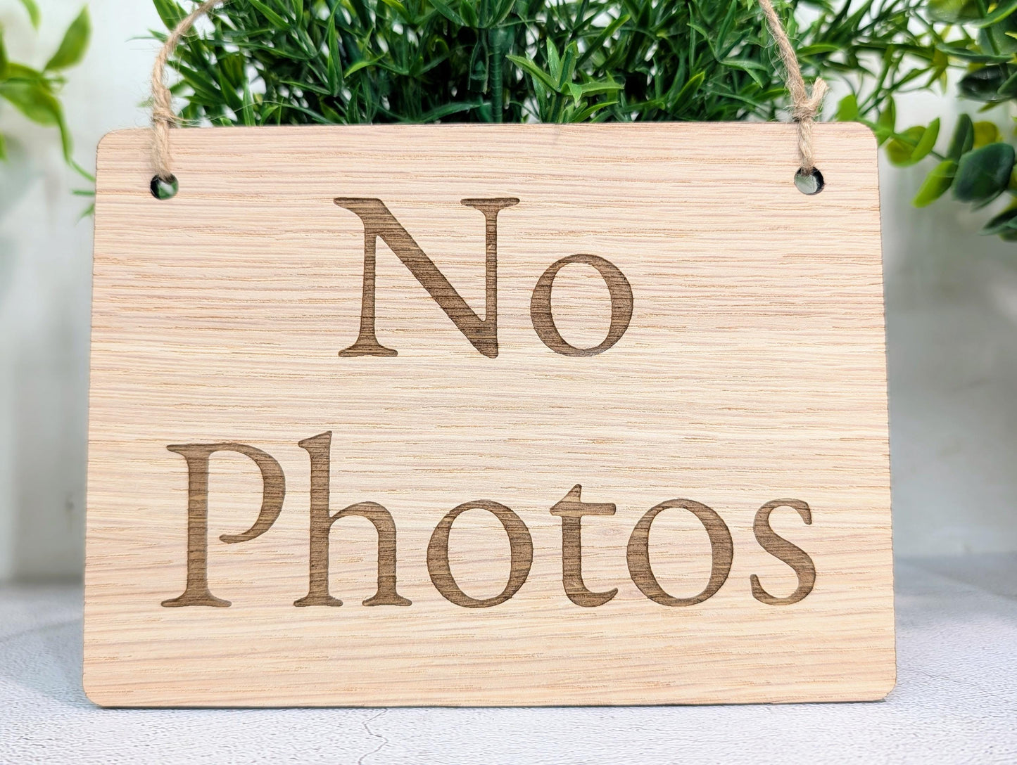 No Photos Sign | Oak | 4 Sizes | Craft Stalls & Exhibitions