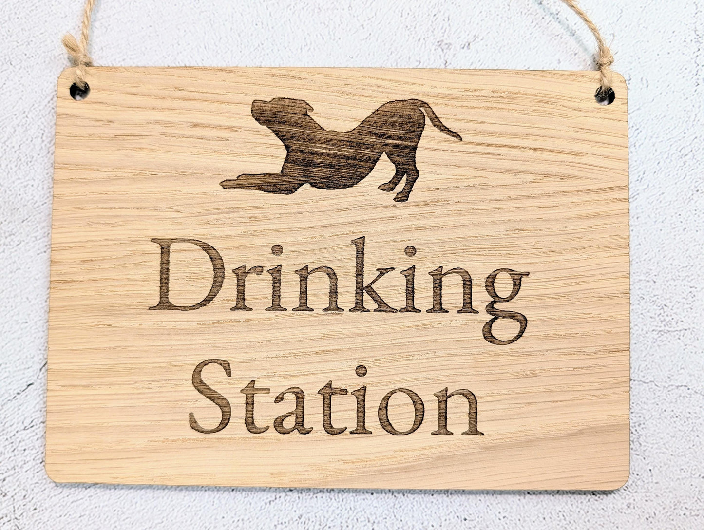 Dog Drinking Station Sign | Hanging Oak Veneer | Cafés & Pubs