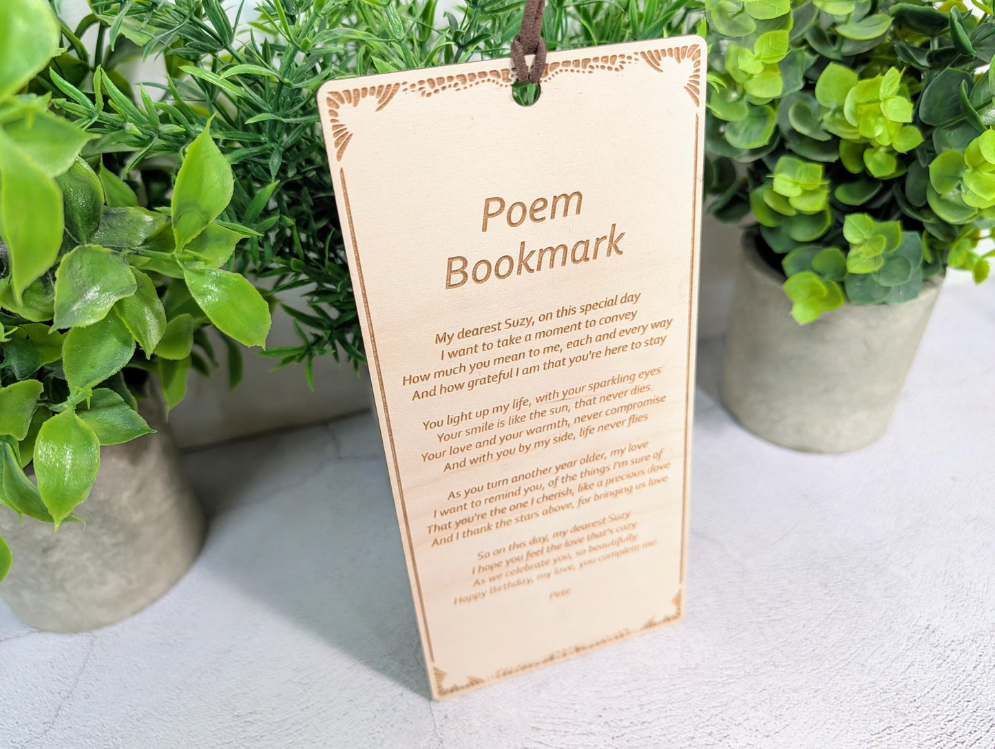 Personalised Poem Bookmark – Engraved Wooden Bookmark, Custom Message or Poem, FSC Birch Plywood, Handmade Gift for Book Lovers