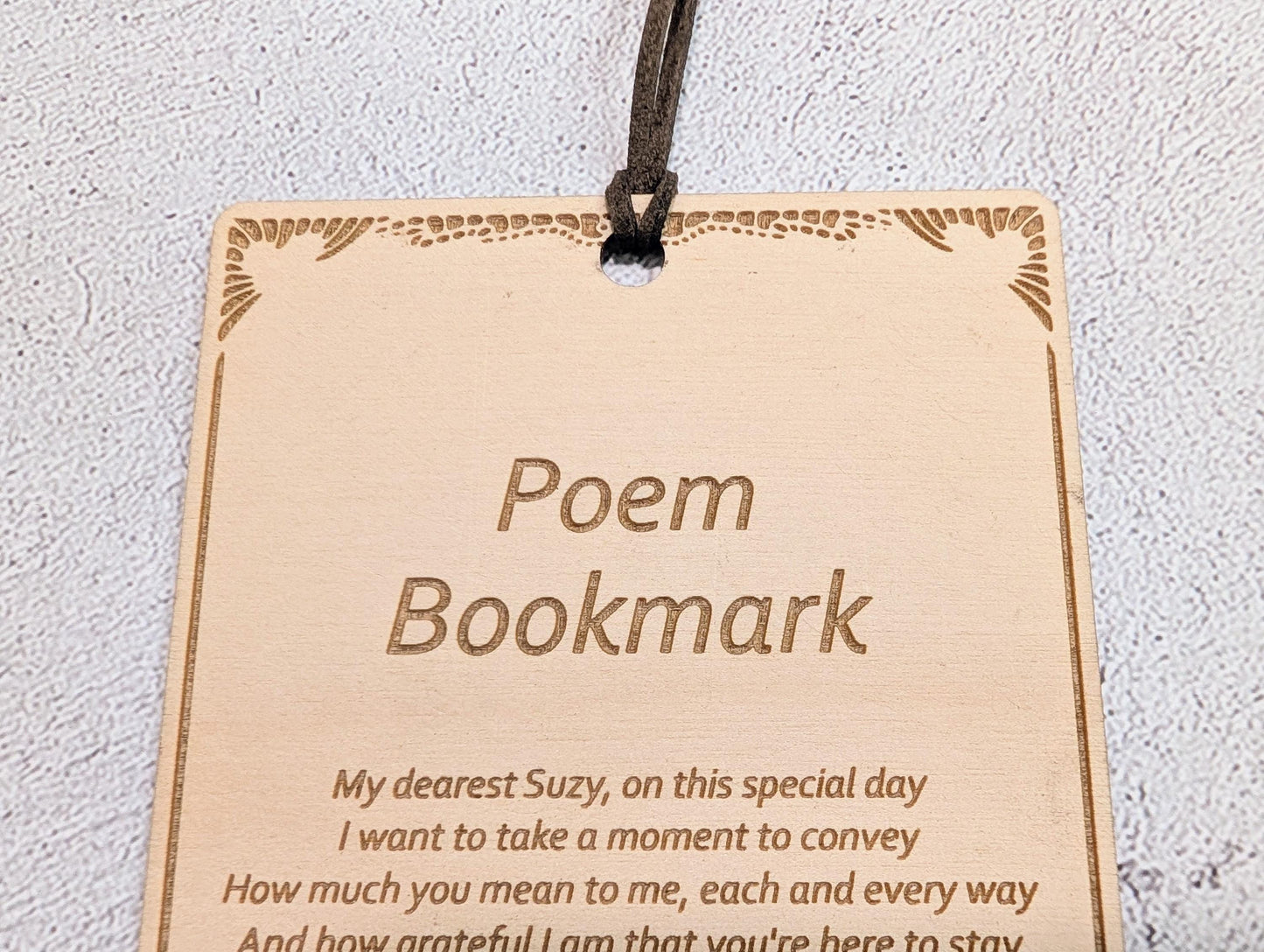 Personalised Poem Bookmark – Engraved Wooden Bookmark, Custom Message or Poem, FSC Birch Plywood, Handmade Gift for Book Lovers