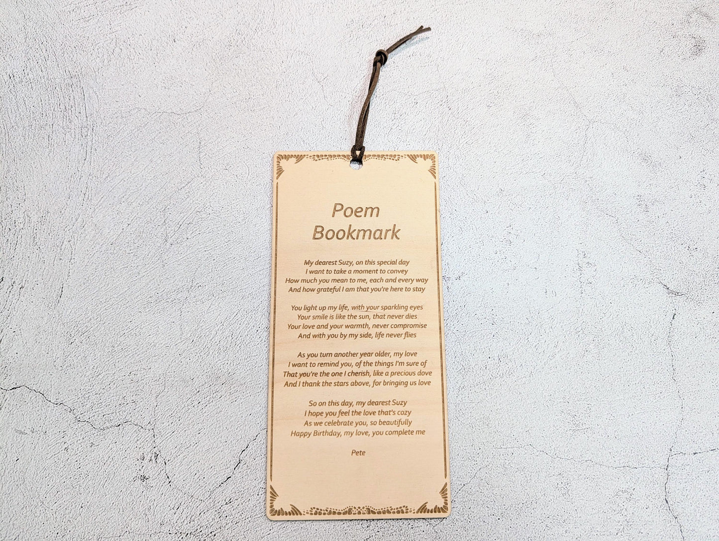 Personalised Poem Bookmark – Engraved Wooden Bookmark, Custom Message or Poem, FSC Birch Plywood, Handmade Gift for Book Lovers