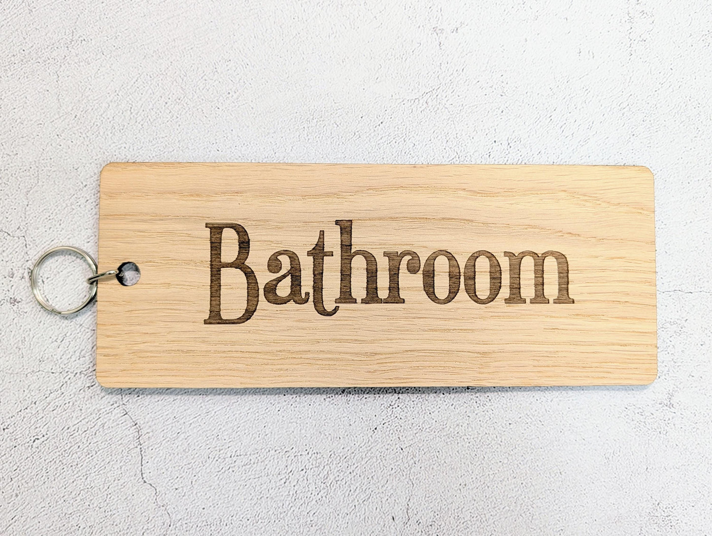 Bathroom Oak Keyring | XL 200x80mm | Hotels & Offices