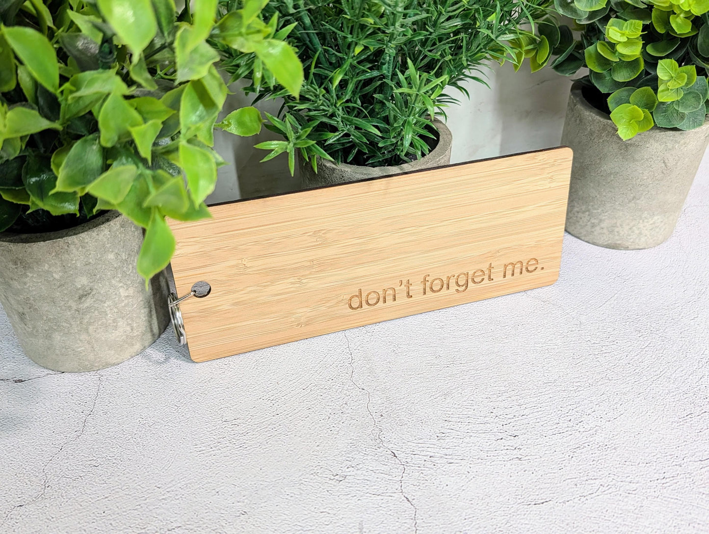 Don’t Forget Me Keyring – Extra Large 200×80mm Bamboo Wooden Key Tag, Engraved Eco Key Fob for Hotels, Offices & Homes, Handmade in Wales