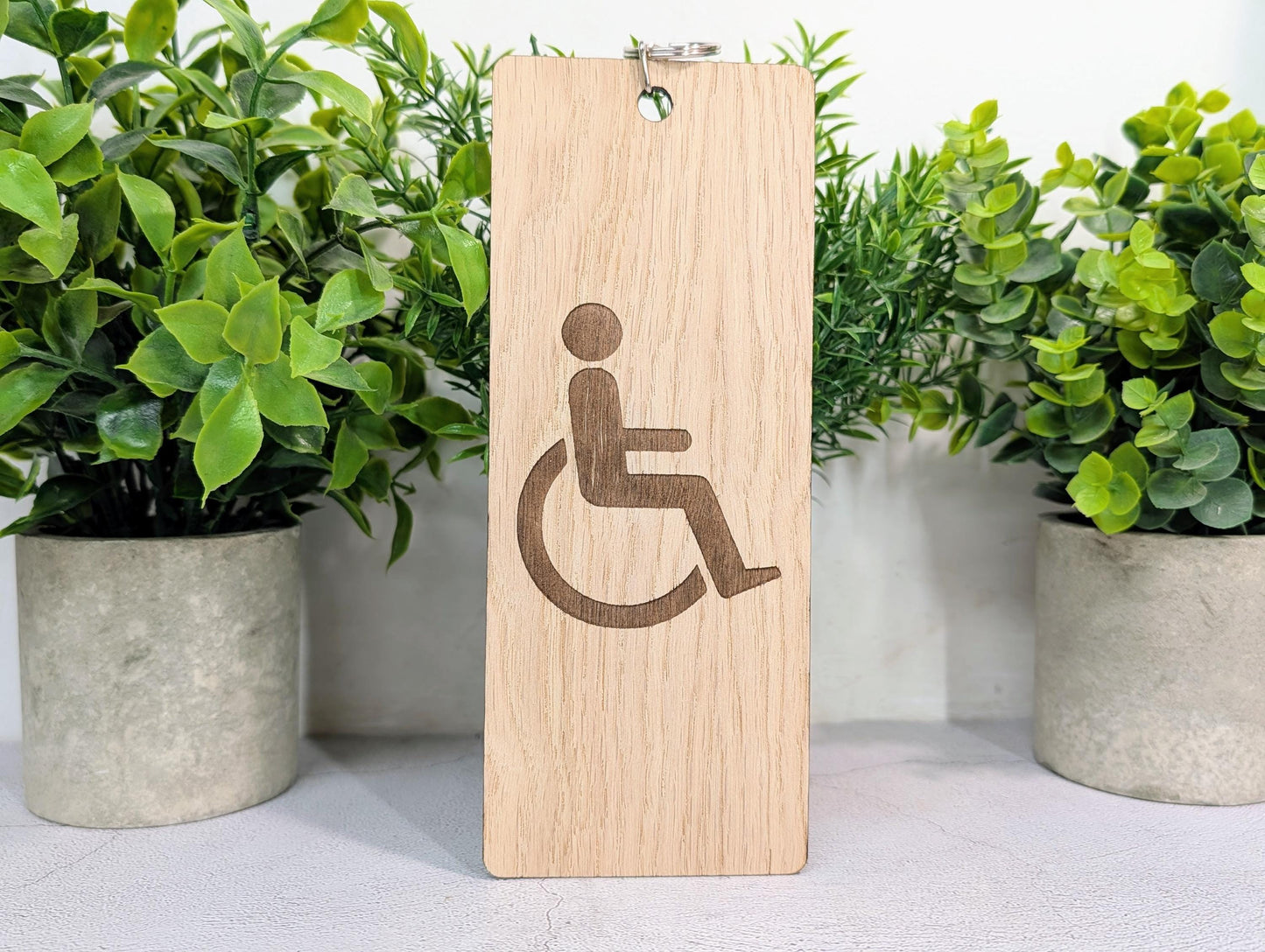 Accessible Bathroom Keyring | Oak | XL 200x80mm | Wheelchair