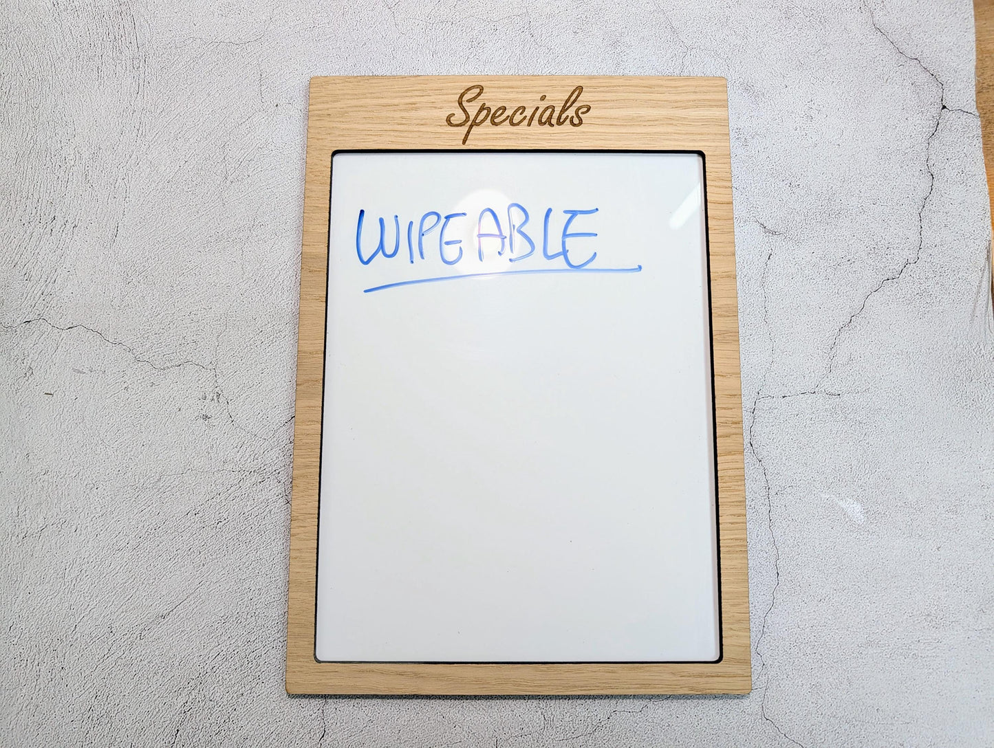 Wipeable Menu Specials Board | Oak | Whiteboard | Add Your Logo