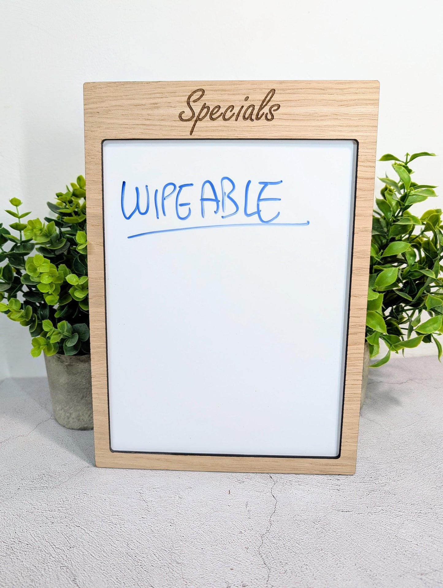 Wipeable Menu Specials Board | Oak | Whiteboard | Add Your Logo