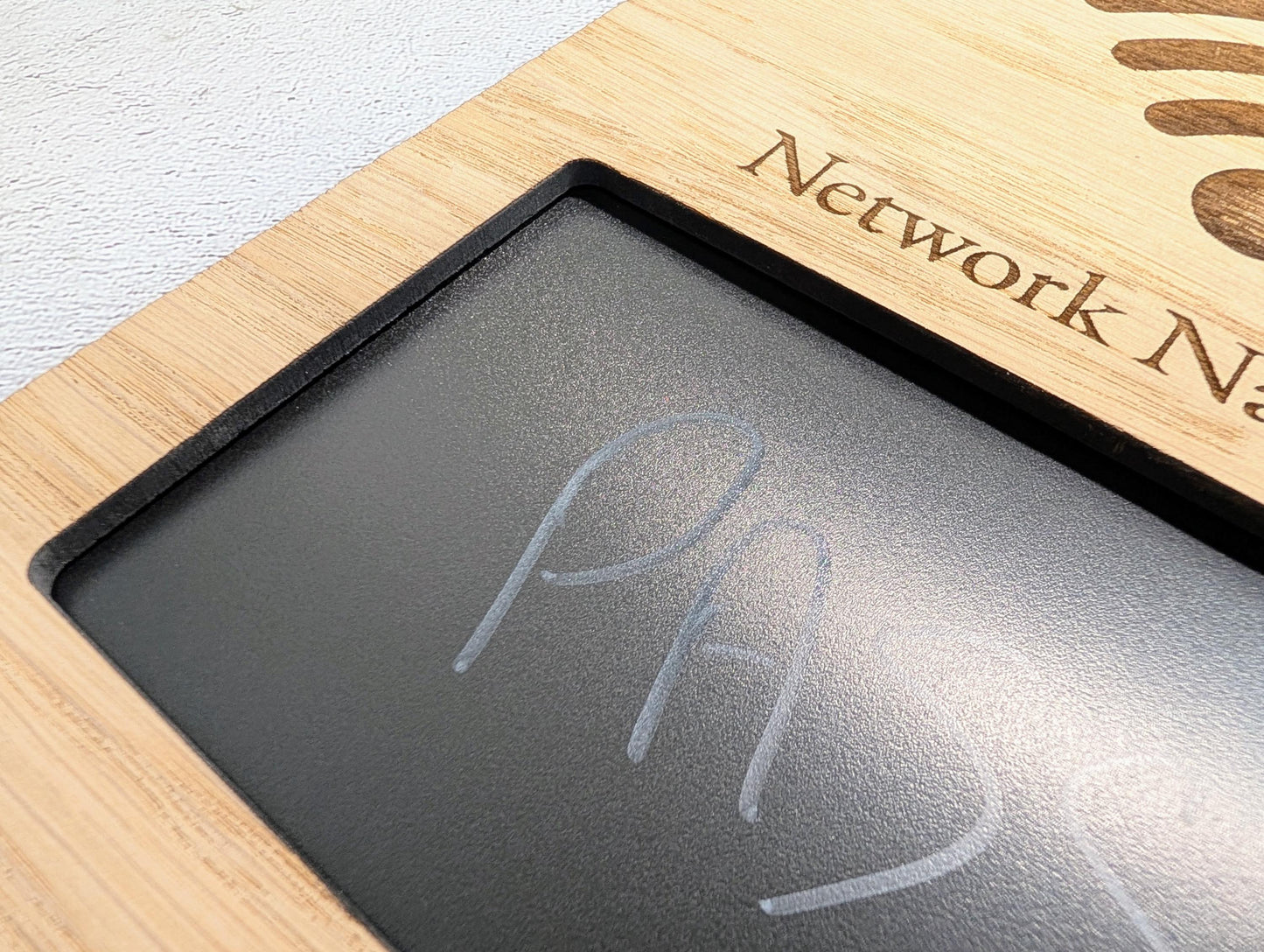 WiFi Password Sign | Oak & Chalkboard | A4 Landscape | Engraved