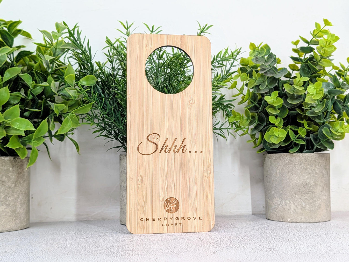 5mm bamboo hotel door hanger, 210 by 89mm, double-sided guest sign