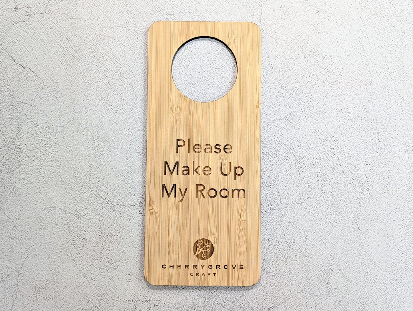 5mm Premium Bamboo Hotel Door Hanger | Please Make Up My Room