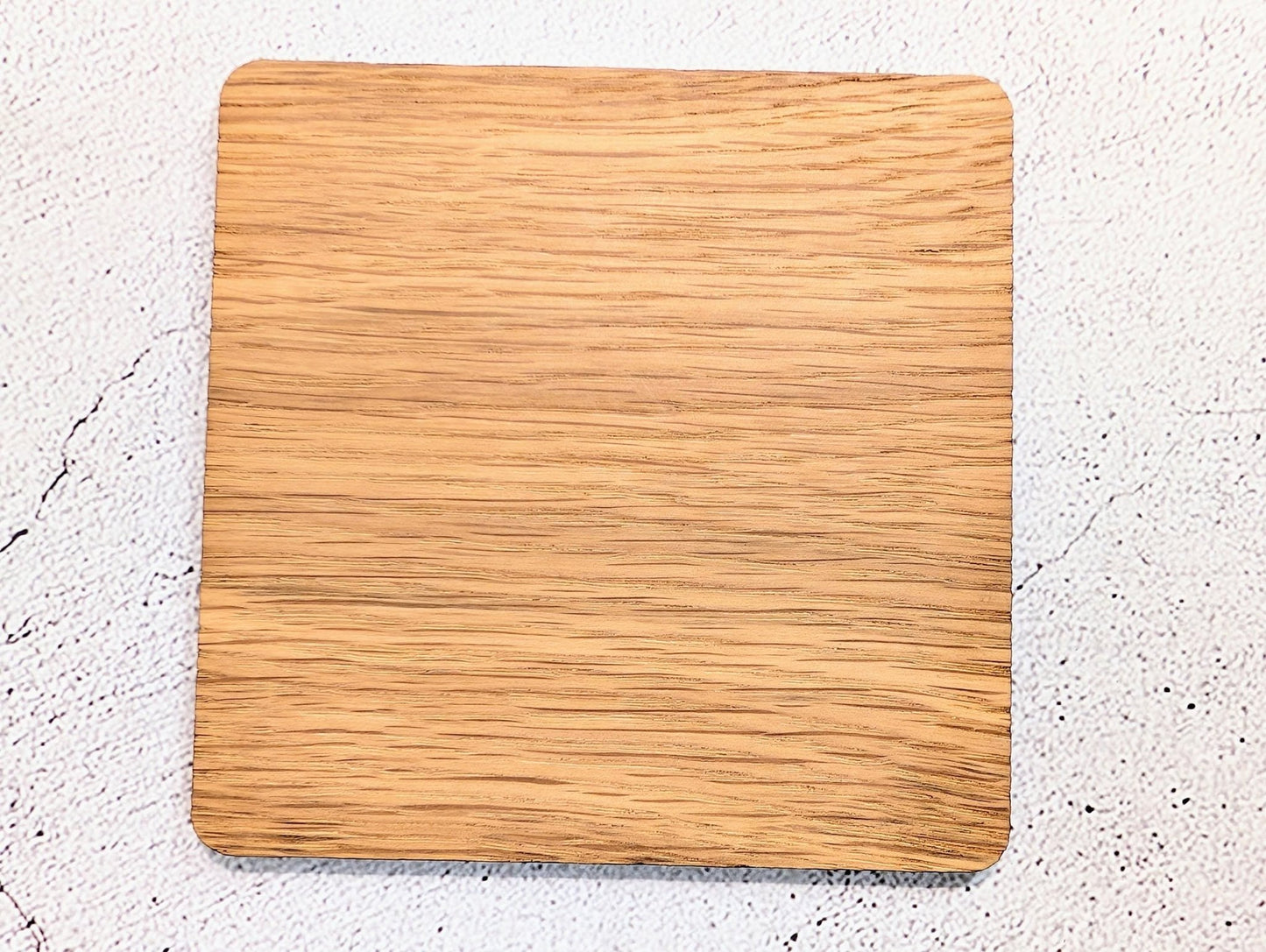 Single Instagram QR code coaster — oak veneer, Danish oiled, pack of 1, made to order in Wales