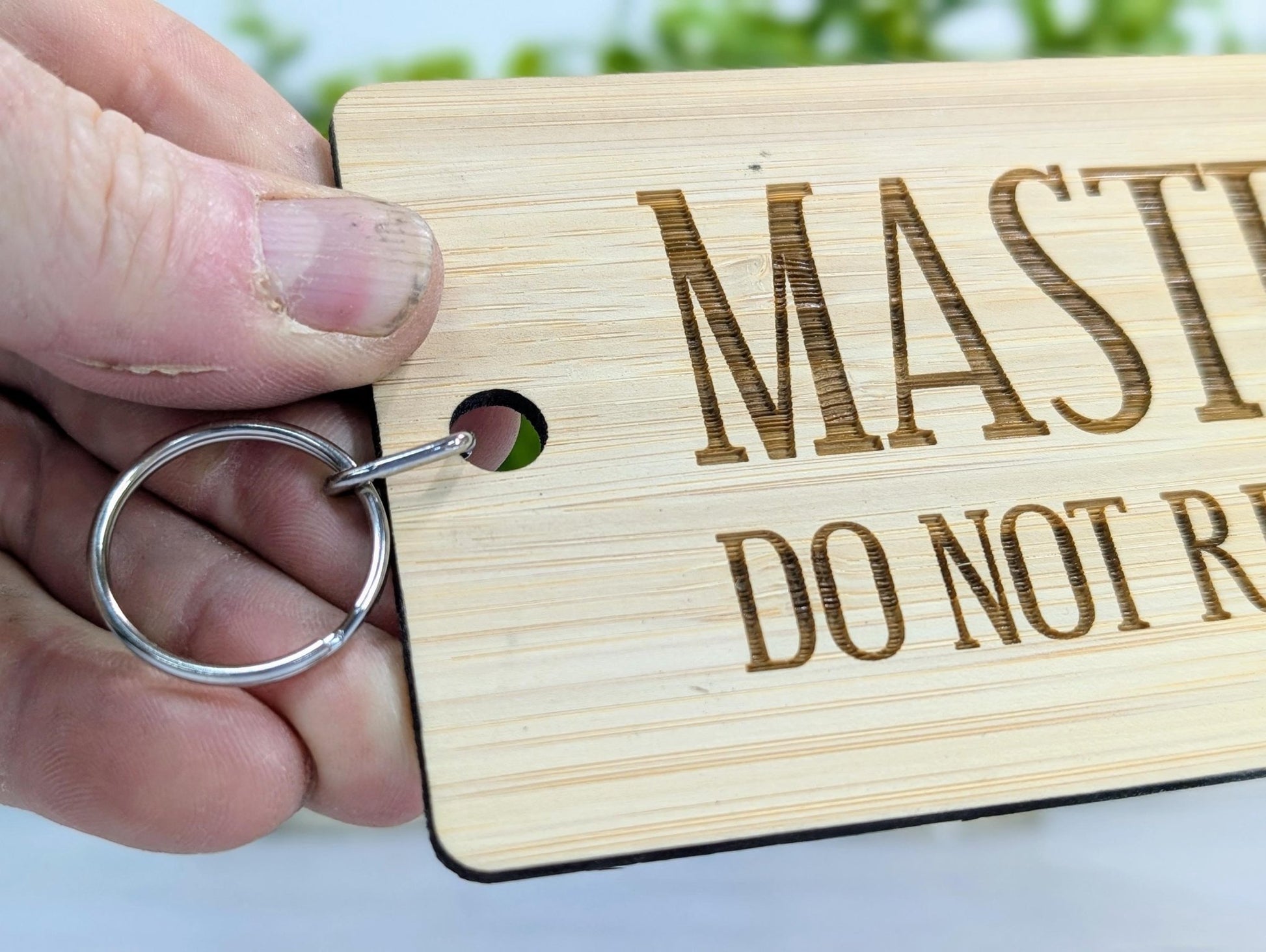 Master Key - Do Not Remove From Office - Extra - Large Bamboo Keyring - Ideal for Important Keys | Handcrafted in Wales, Eco - Friendly - CherryGroveCraft