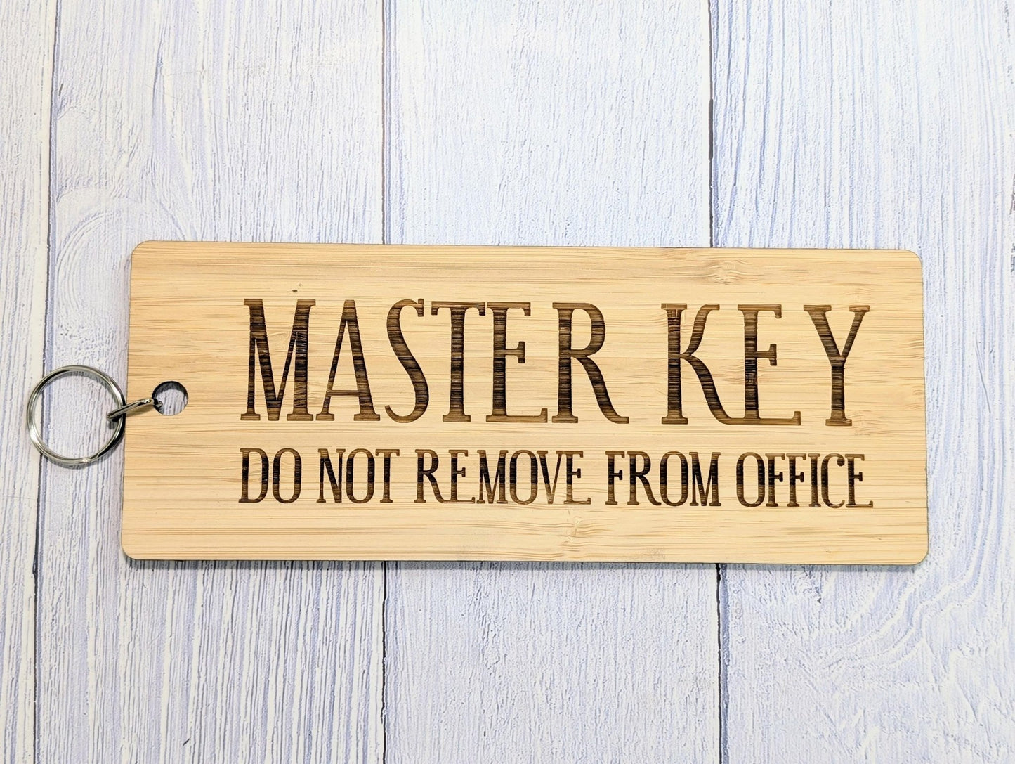 Master Key - Do Not Remove From Office - Extra - Large Bamboo Keyring - Ideal for Important Keys | Handcrafted in Wales, Eco - Friendly - CherryGroveCraft