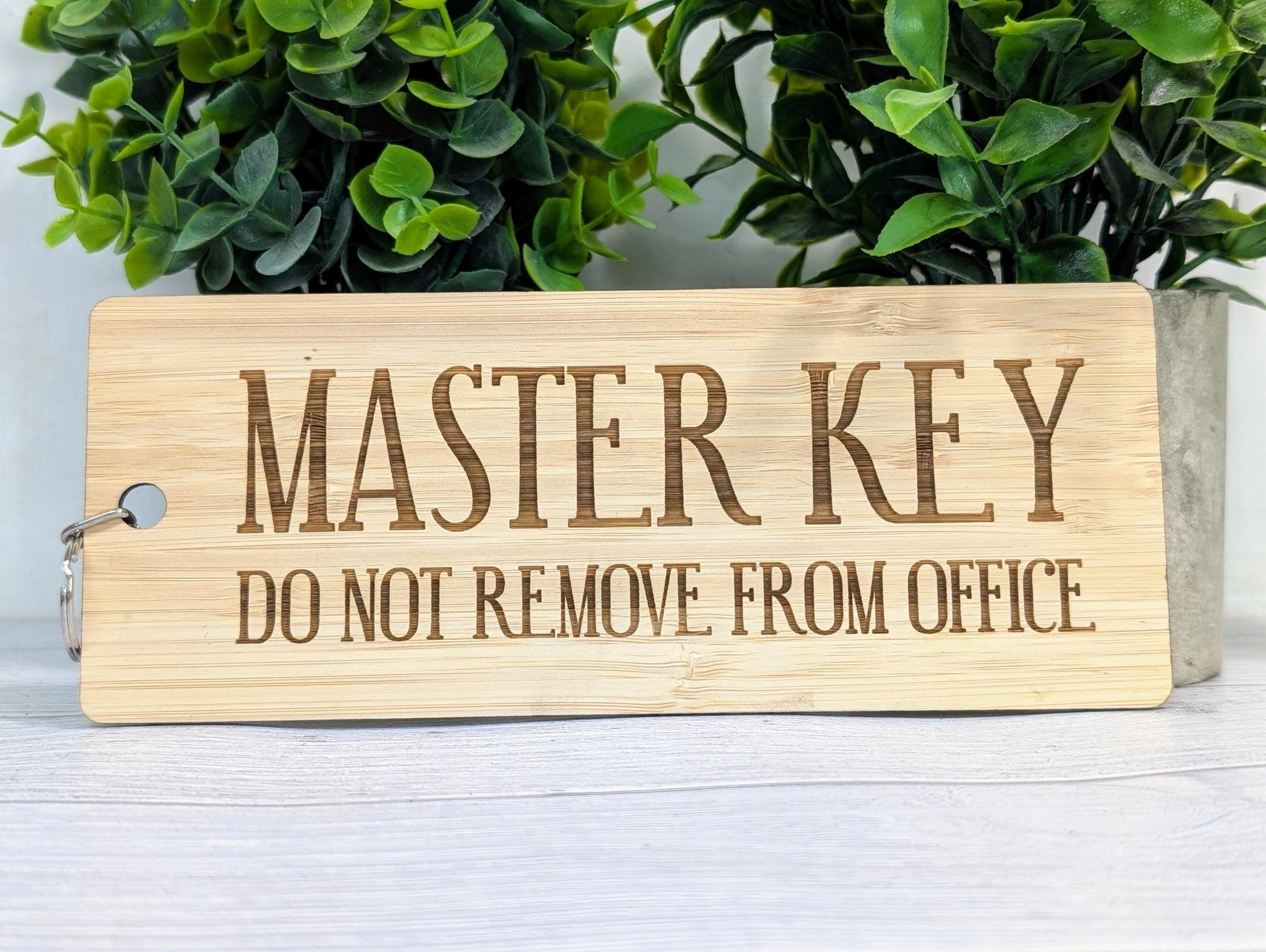 Master Key - Do Not Remove From Office - Extra - Large Bamboo Keyring - Ideal for Important Keys | Handcrafted in Wales, Eco - Friendly - CherryGroveCraft