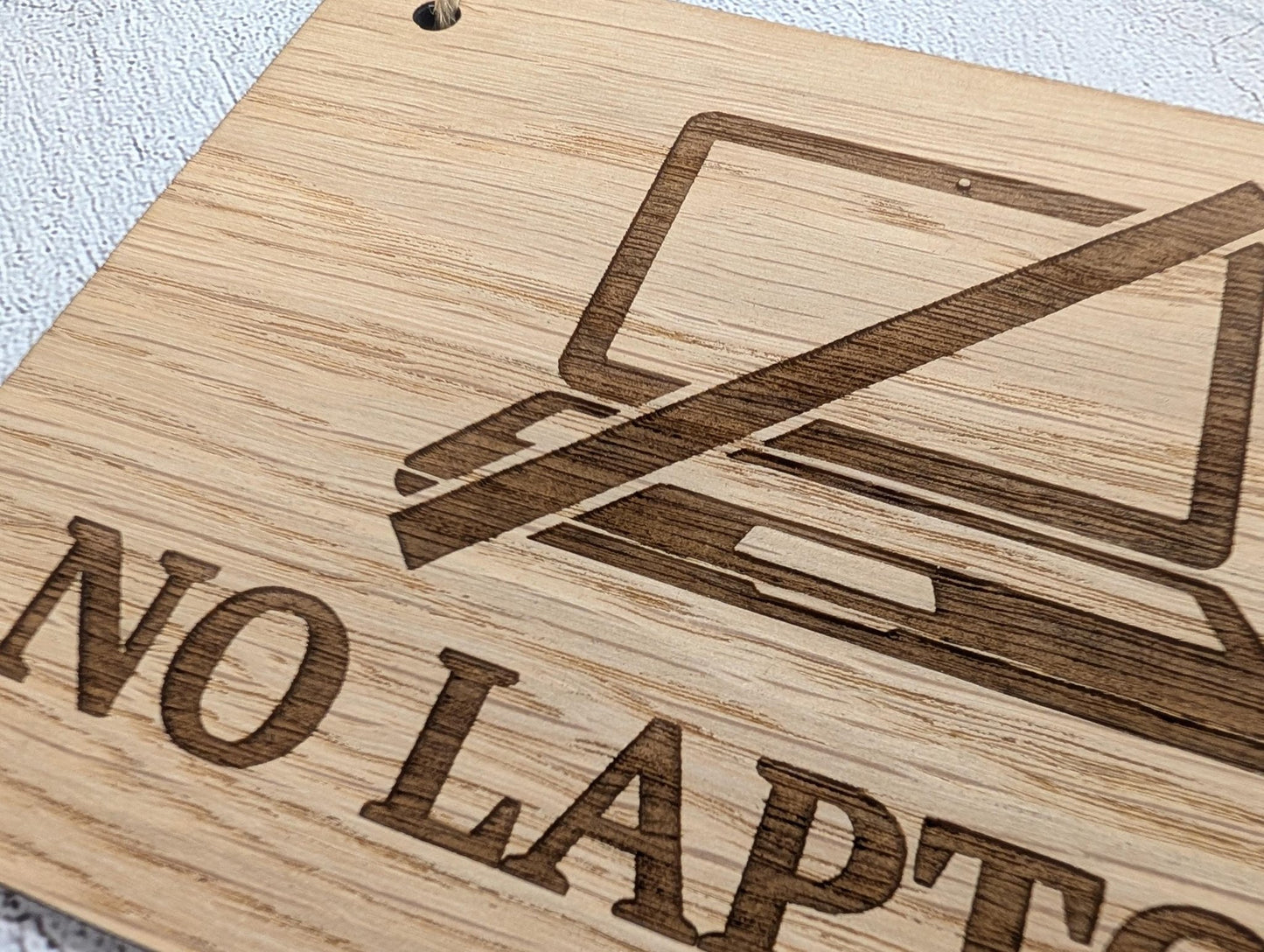 No Laptops Sign | Oak | Wall & Door | 4 Sizes