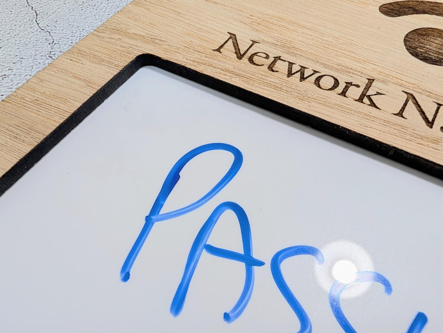 Oak Veneer WiFi Password A4 Sign | Engraved Wooden Password Display - CherryGroveCraft