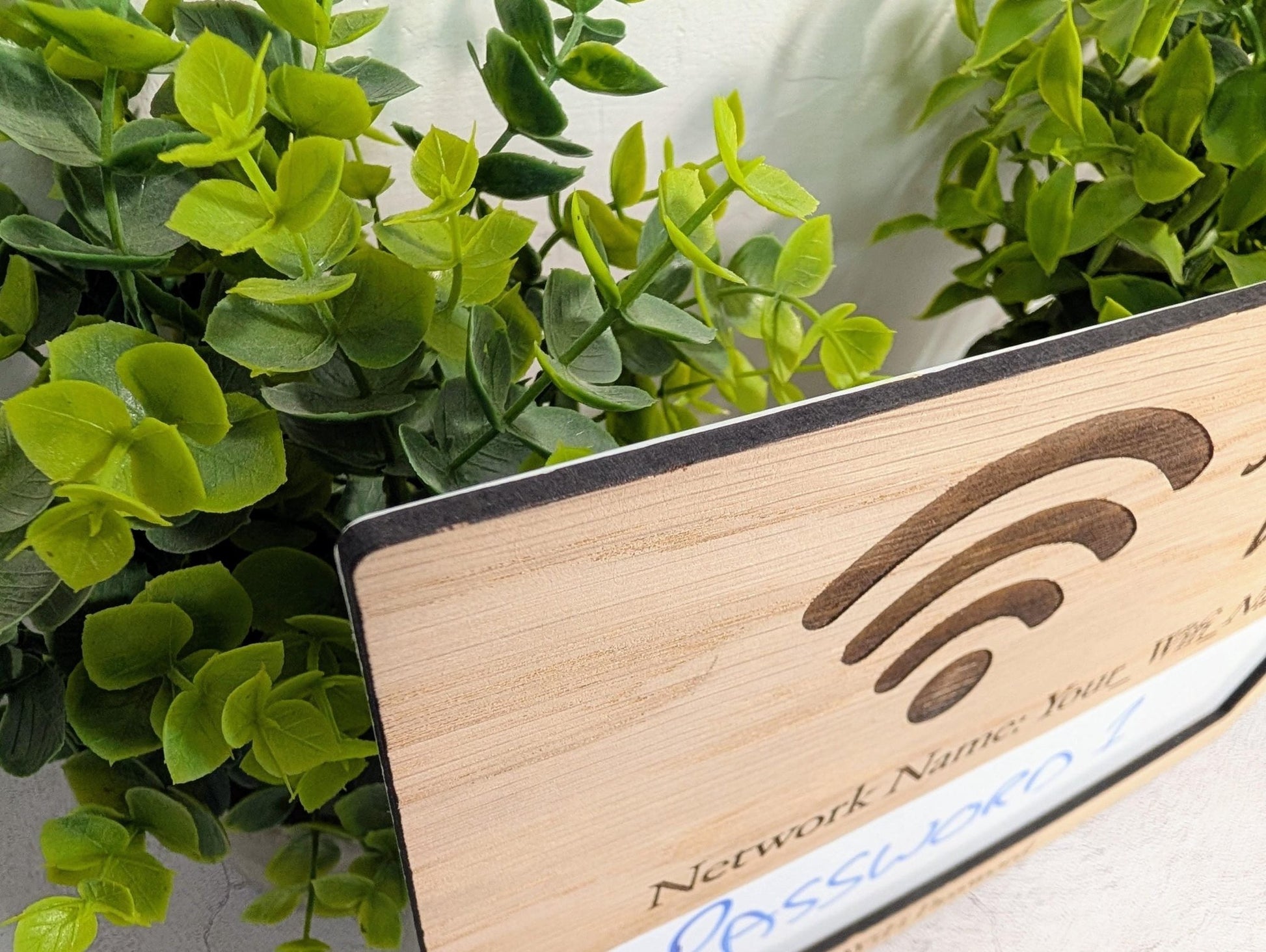 Oak Veneer WiFi Password A4 Sign | Engraved Wooden Password Display - CherryGroveCraft