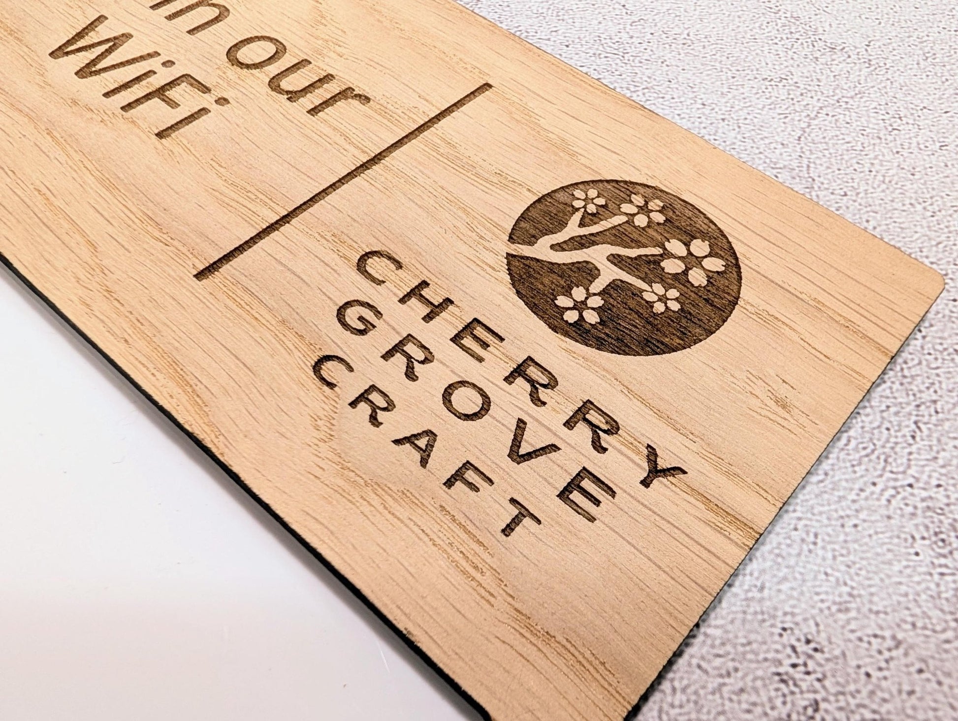 Oak Veneer WiFi Whiteboard Sign A4 Portrait | Reusable Network Name & Password | Wooden Guest WiFi Display for Home Bnb Office - CherryGroveCraft