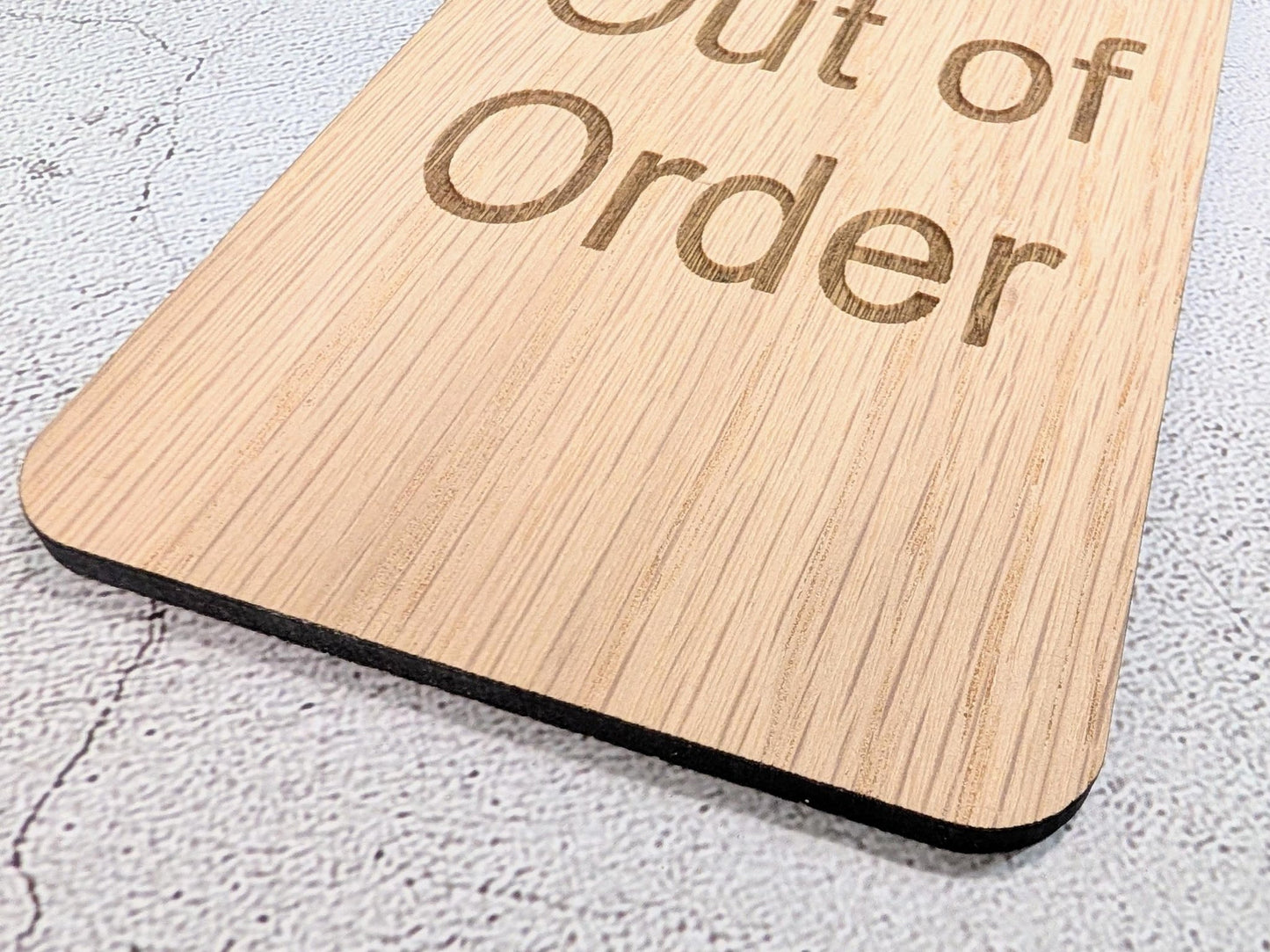 Out of Order Door Hanger – Oak Veneered Sign, Personalised Wooden Door Sign, Handmade in Wales, Plastic - Free Packaging - CherryGroveCraft