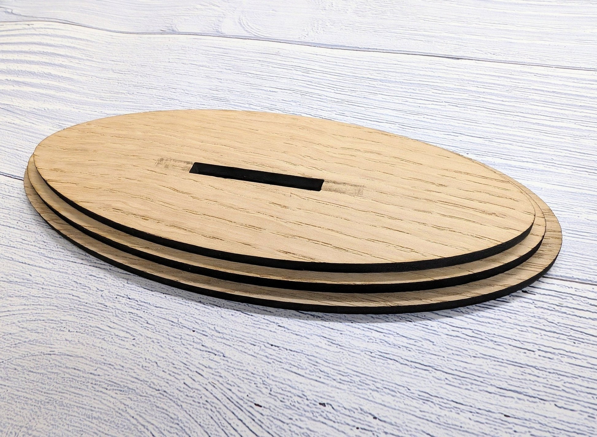 Art Deco freestanding oak sign — personalised with custom text and logo, 198x195mm
