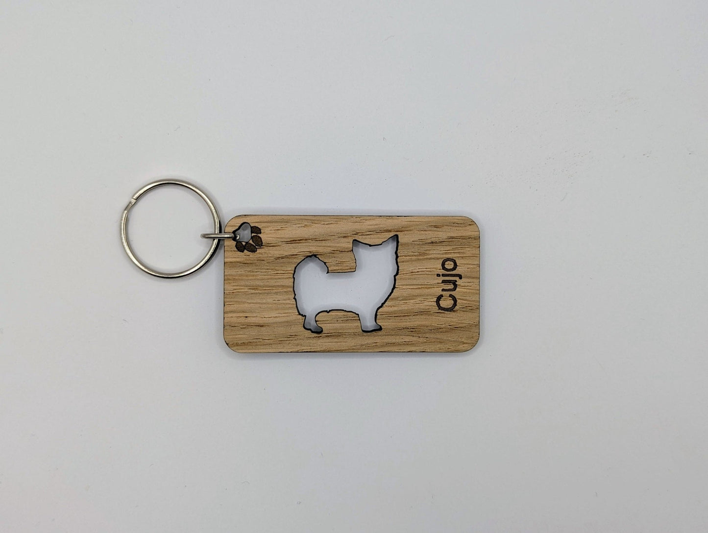 Personalised Chihuahua Wooden Keyring | Oak Dog Keychain | Gift For Chihuahua Parent | Doggy Key Tag Gift - CherryGroveCraft
