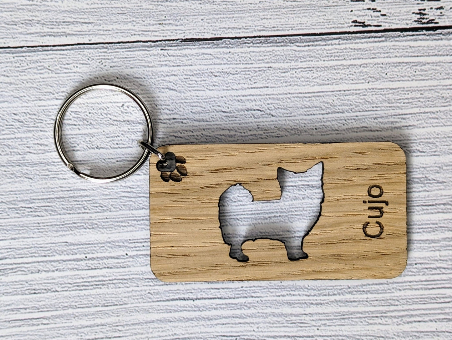 Personalised Chihuahua Wooden Keyring | Oak Dog Keychain | Gift For Chihuahua Parent | Doggy Key Tag Gift - CherryGroveCraft
