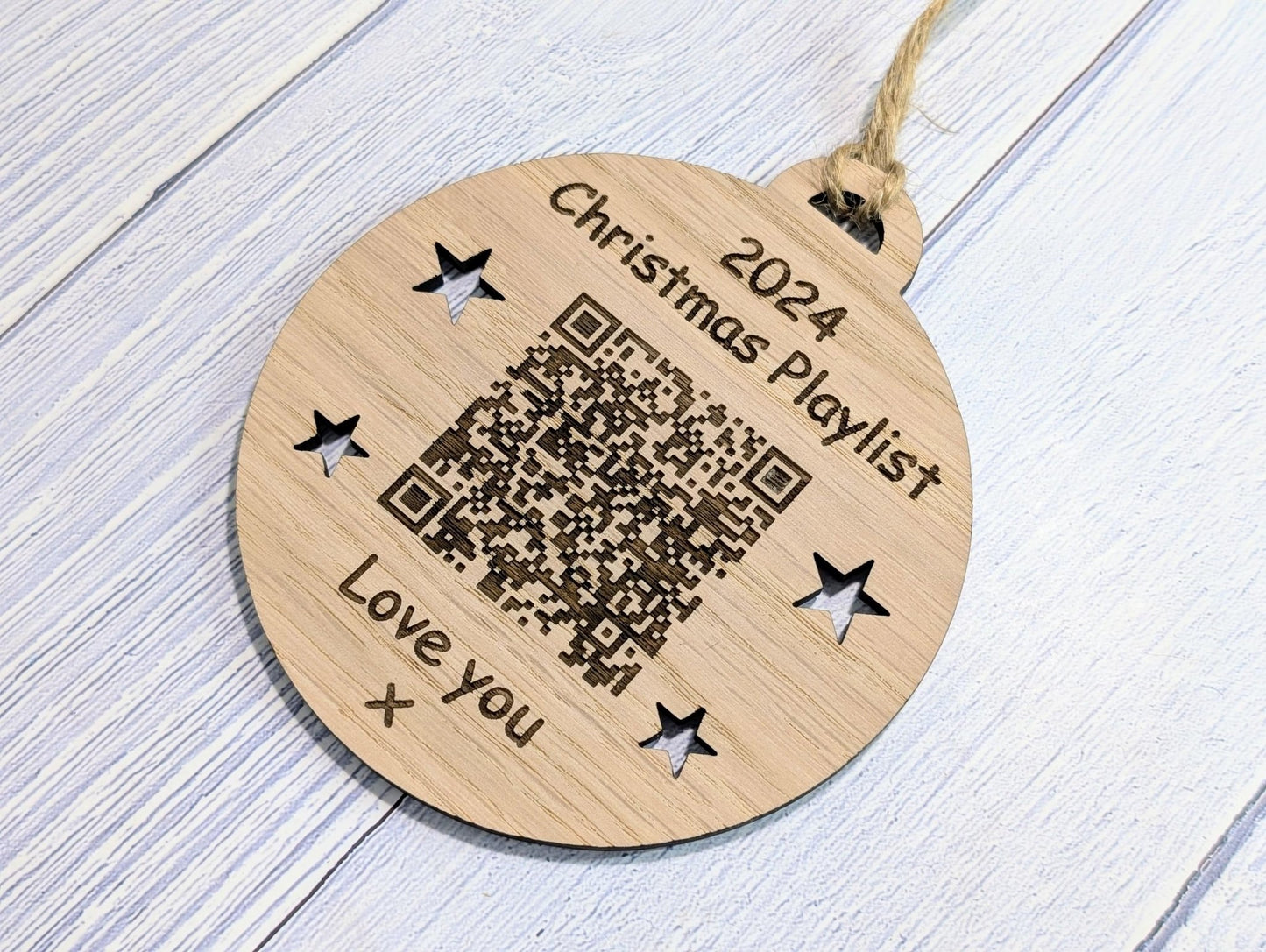 Personalised Christmas Playlist Bauble - Engraved QR Code Gift, Custom Music Ornament for Spotify, Apple Music & More - CherryGroveCraft