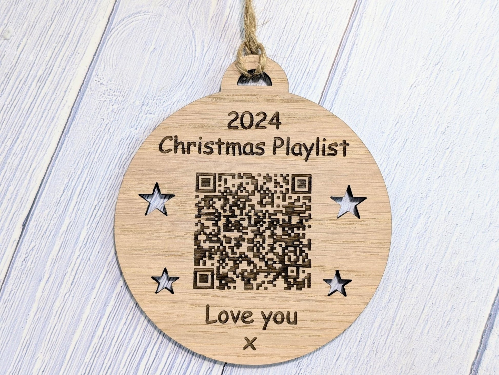 Personalised Christmas Playlist Bauble - Engraved QR Code Gift, Custom Music Ornament for Spotify, Apple Music & More - CherryGroveCraft