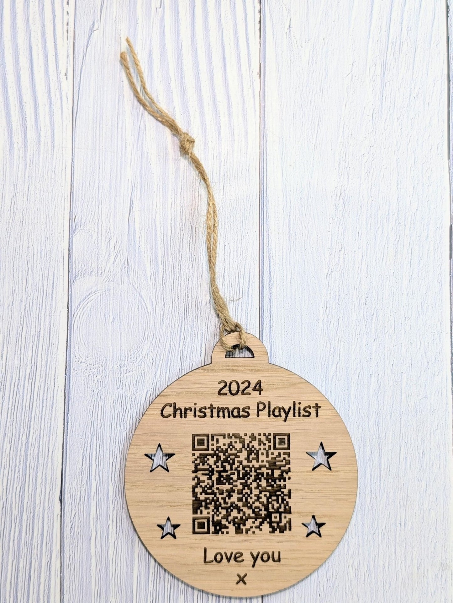 Personalised Christmas Playlist Bauble - Engraved QR Code Gift, Custom Music Ornament for Spotify, Apple Music & More - CherryGroveCraft