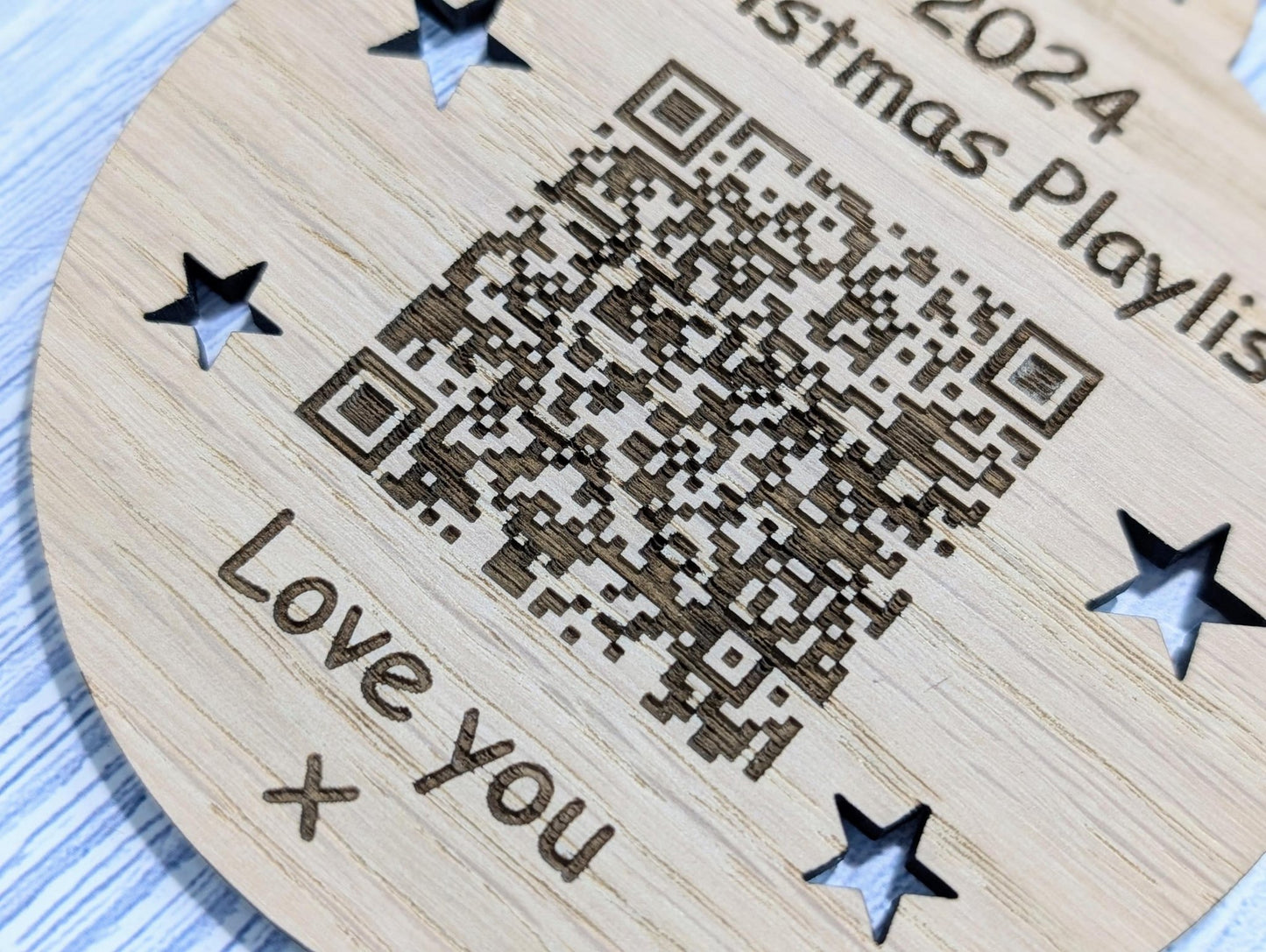 Personalised Christmas Playlist Bauble - Engraved QR Code Gift, Custom Music Ornament for Spotify, Apple Music & More - CherryGroveCraft