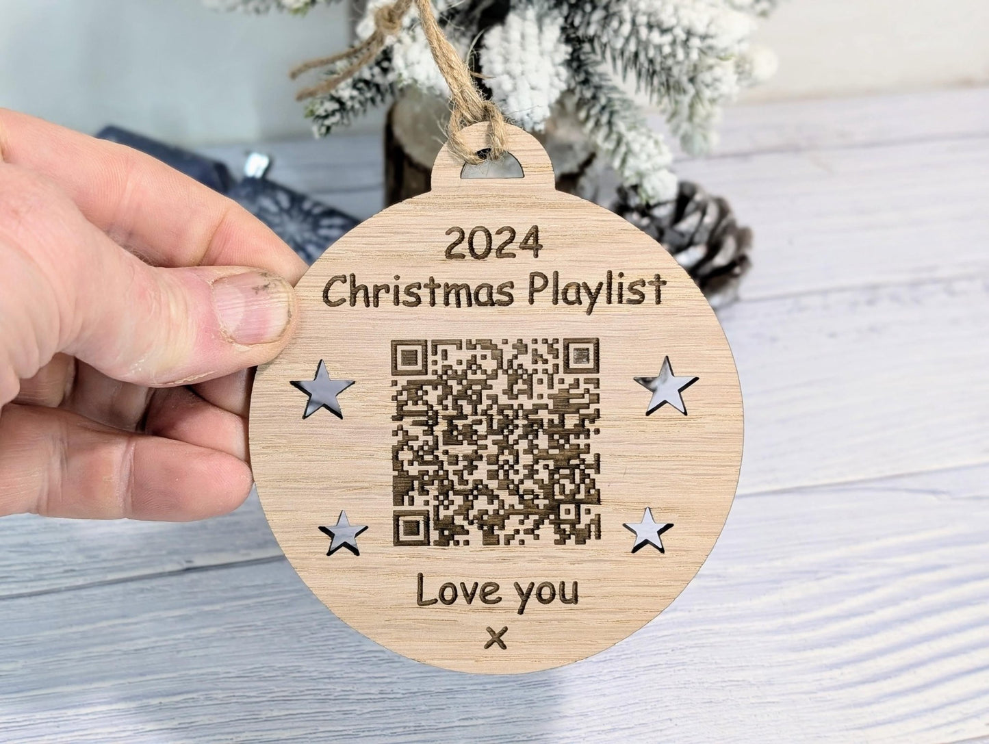 Personalised Christmas Playlist Bauble - Engraved QR Code Gift, Custom Music Ornament for Spotify, Apple Music & More - CherryGroveCraft