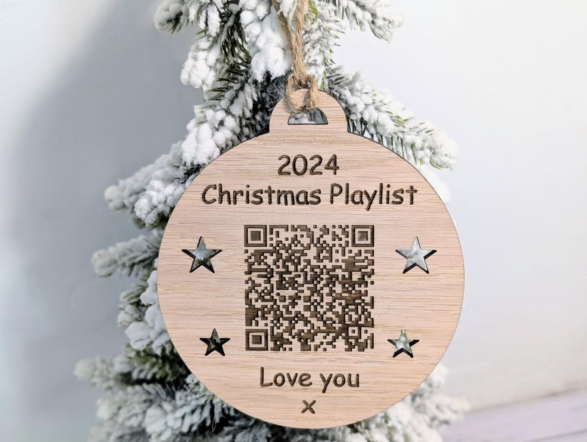 Personalised Christmas Playlist Bauble - Engraved QR Code Gift, Custom Music Ornament for Spotify, Apple Music & More - CherryGroveCraft