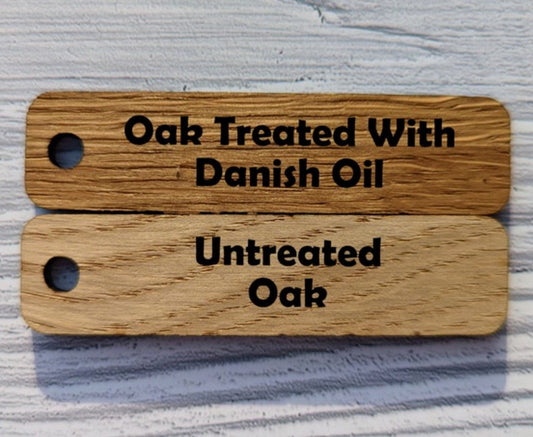 Personalised DOUBLE or SINGLE Sided Keyrings | Custom Keyfobs | Wooden Keyring | Oak Wood | Wooden Key Chain | Oak Keyring | Bulk Keyrings - CherryGroveCraft