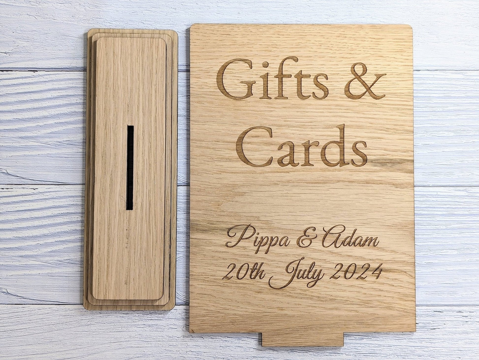 Personalised 'Gifts & Cards' XL Wooden Sign for Weddings and Parties - Extra Large Freestanding Table Display with Couple's Name and Date - CherryGroveCraft