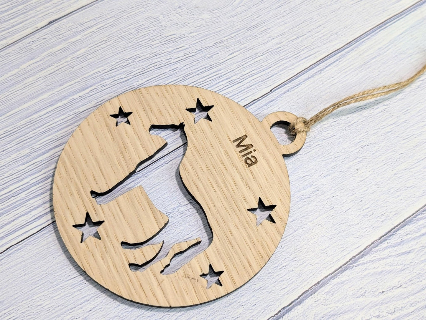 Personalised Horse Bauble - Custom Wooden Gift for Pony Lovers | Equine Christmas Bauble | Oak Veneered Xmas Decoration - CherryGroveCraft