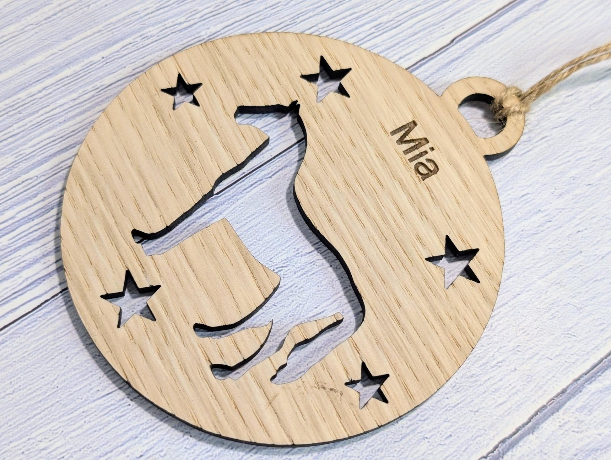 Personalised Horse Bauble - Custom Wooden Gift for Pony Lovers | Equine Christmas Bauble | Oak Veneered Xmas Decoration - CherryGroveCraft