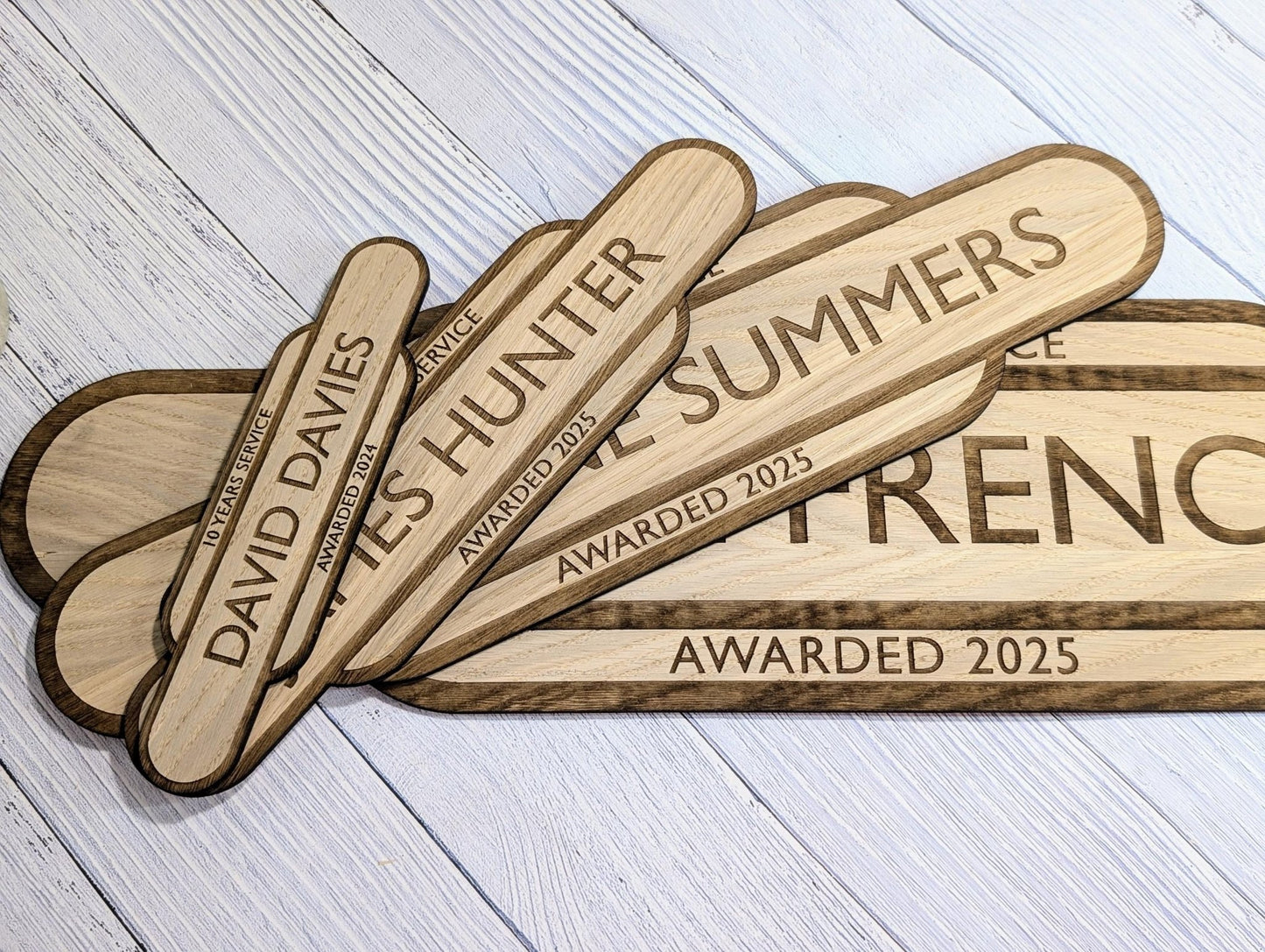 Personalised Long Service Award - Railway Station Themed Sign - British Rail - Oak MDF - Custom Text, 4 Sizes - Eco - Friendly, Train Style - CherryGroveCraft