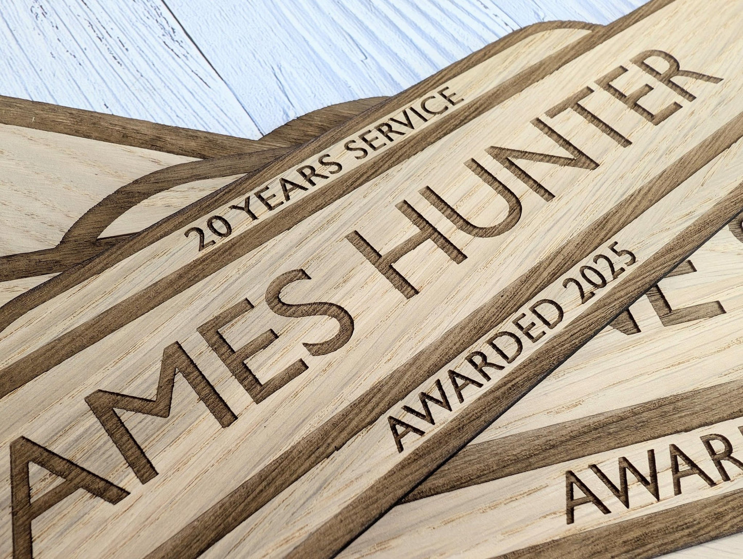 Personalised Long Service Award - Railway Station Themed Sign - British Rail - Oak MDF - Custom Text, 4 Sizes - Eco - Friendly, Train Style - CherryGroveCraft